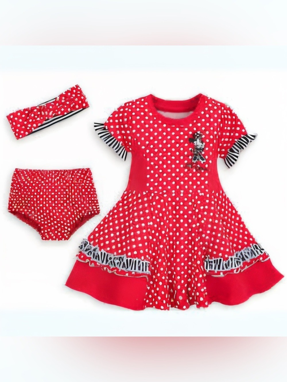 Disney Minnie Mouse Red Polka Dot Dress Set 24M NWT